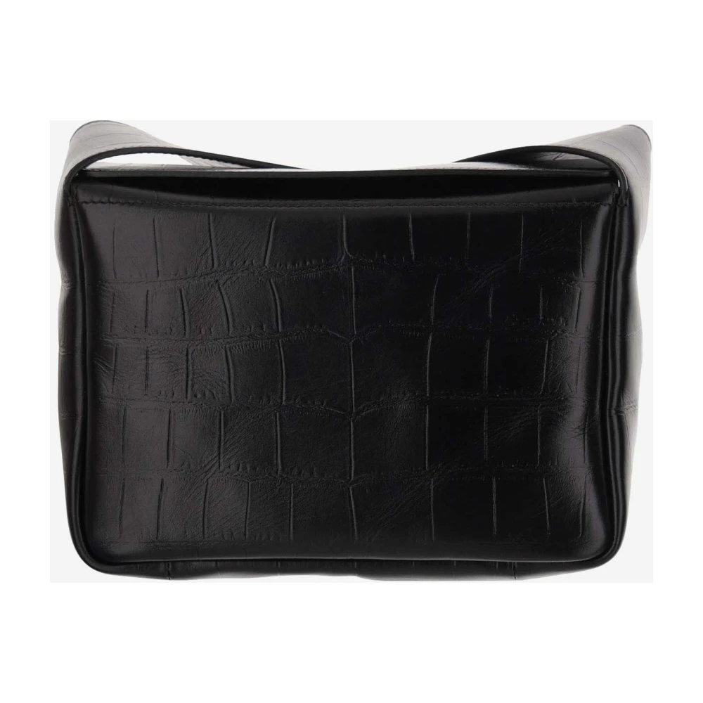 Jil Sander Schoudertas van kalfsleer met logo Black Dames