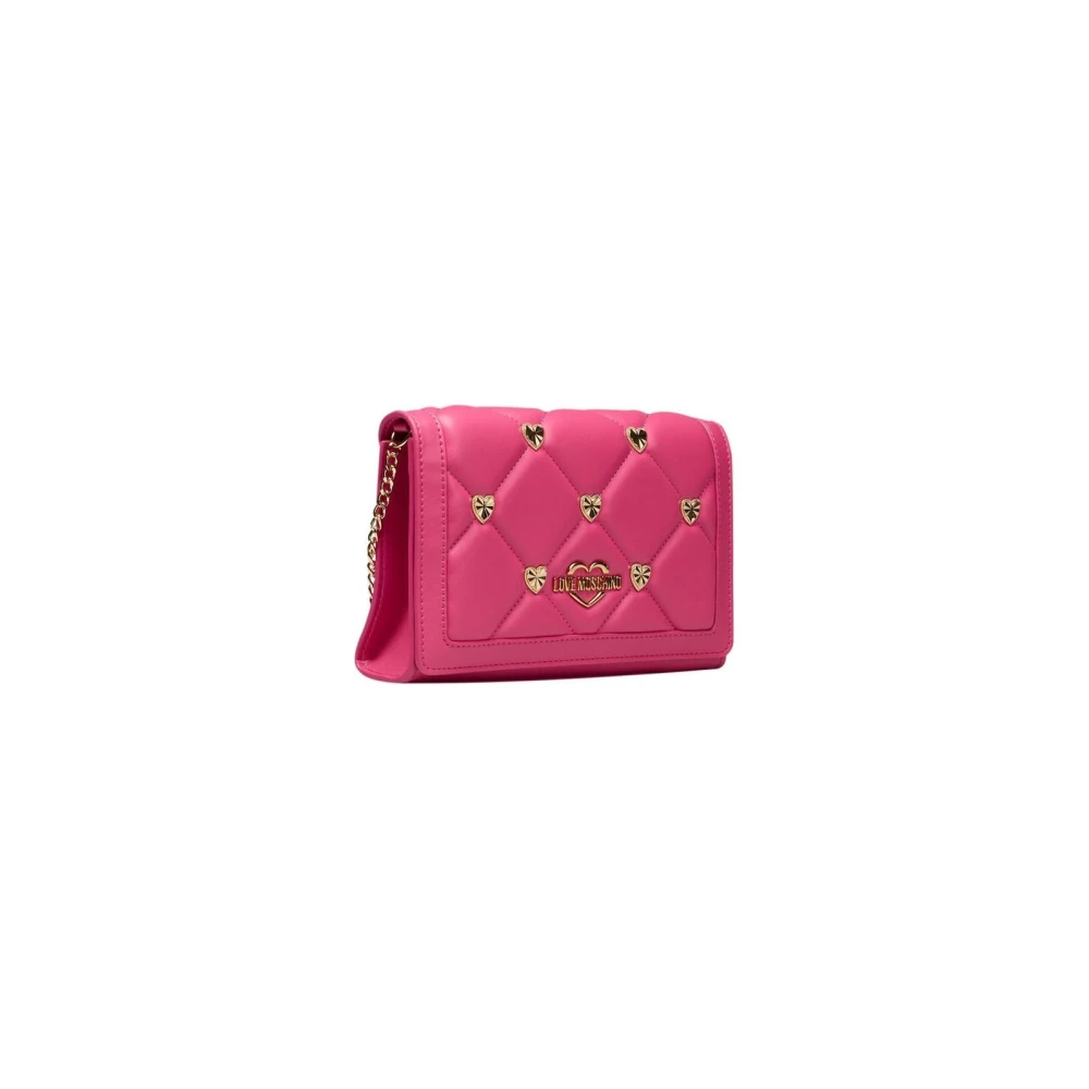 Love Moschino Schoudertas met Ketting en Logo Pink Dames