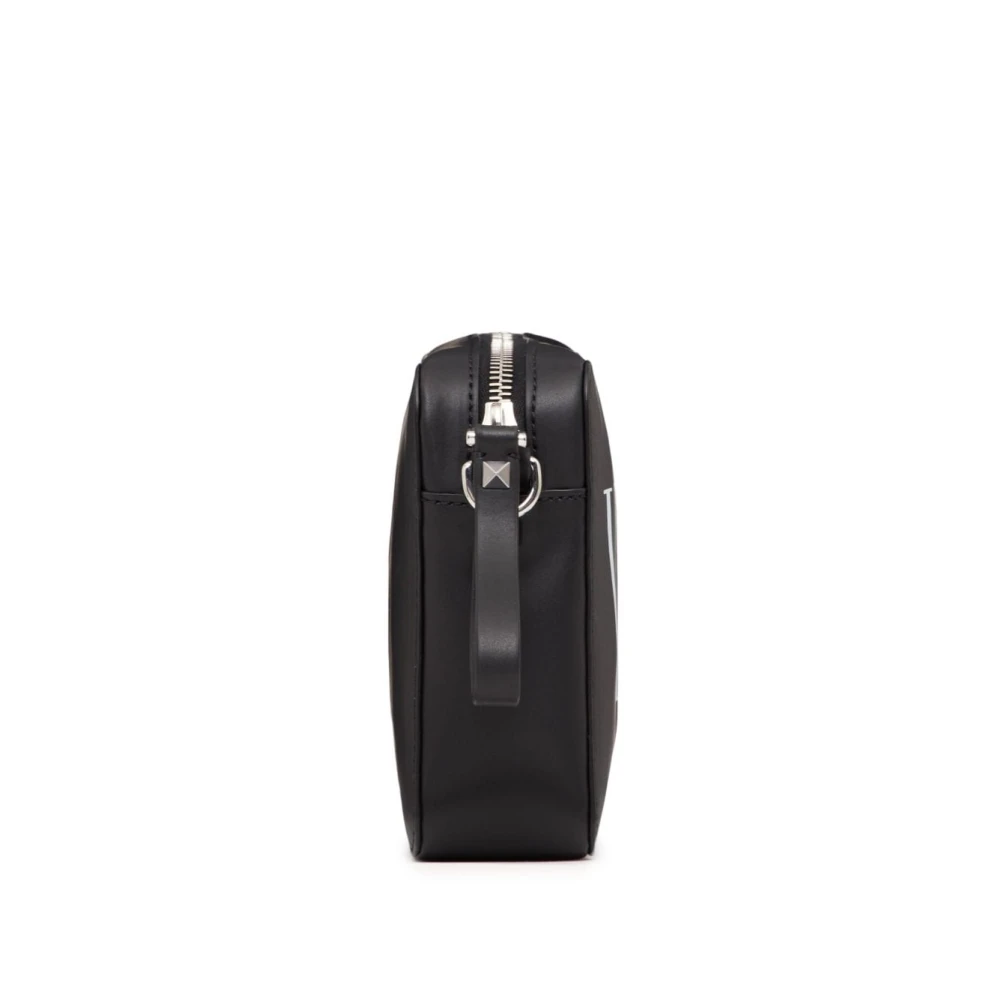 Valentino Garavani Logo Print Schoudertas Zilver Hardware Black Heren