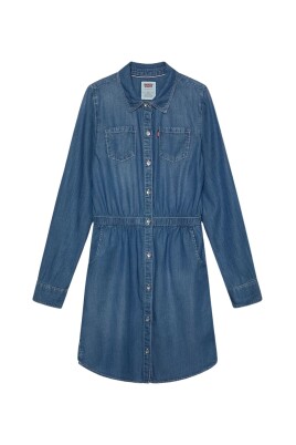 long-sleeve-button-front-denim-dress