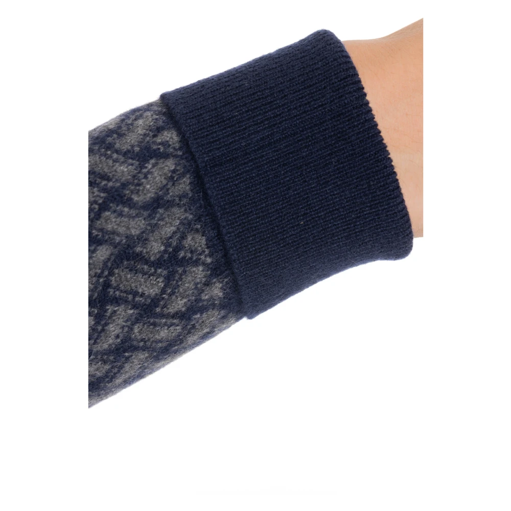 Drumohr Blauwe Cashmere Trui Koekjes Patroon Blue Heren