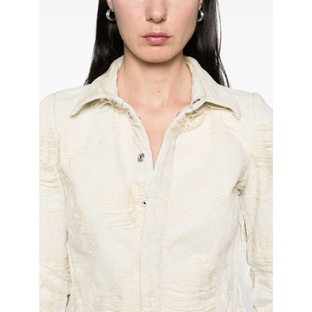 Diesel Overhemd met versleten effect en lange mouwen Gray Dames