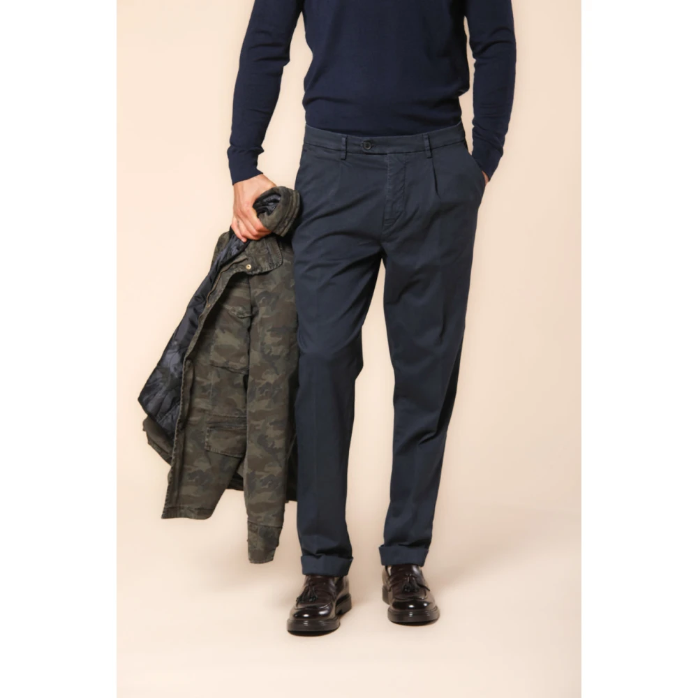 Mason's Diagonale Print Relaxte Fit Chino Broek Blue Heren