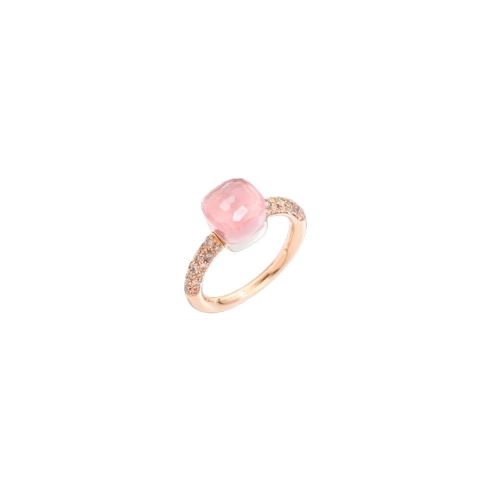Pomellato Petit Nudo Ring - Roséguld, Brun Diamant, Rosenkvarts, Vitguld Pink, Dam