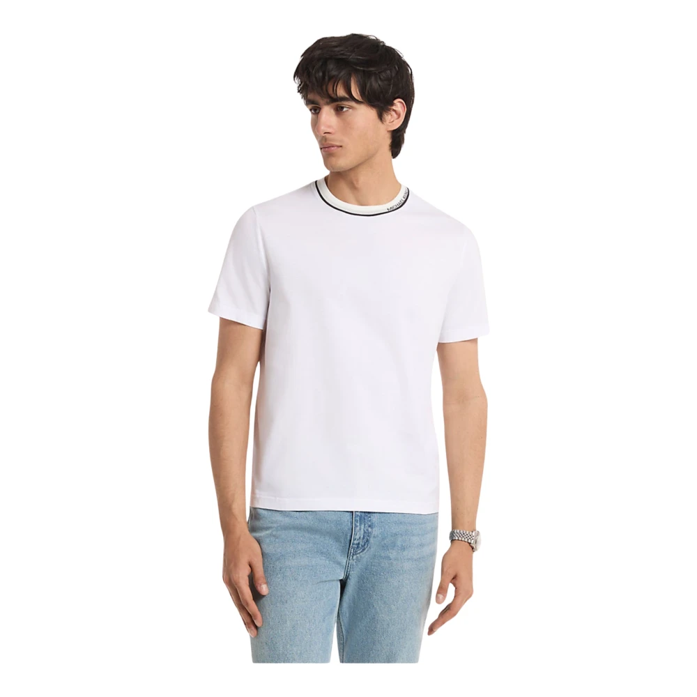 Michael Kors Men's White T-Shirts, Xs, Logo Trim Cotton Jersey T-Shirt