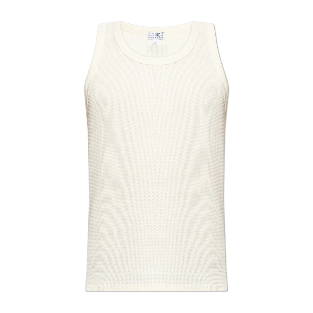 Mm6 Maison Margiela Mannelijk Beige Tops Heren, 2XL, Katoen, Mouwloze Lingerie Top