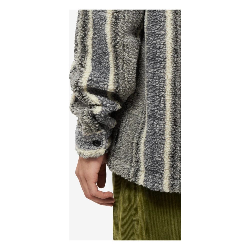 Stüssy Sherpa Gestreepte Jas in Grijs Polyester Gray Heren