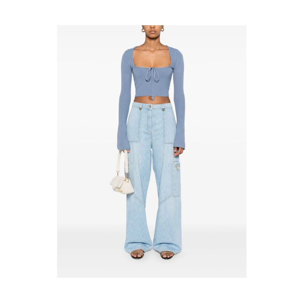 Elisabetta Franchi Lichtblauwe Denim Jeans met Zakken Blue Dames