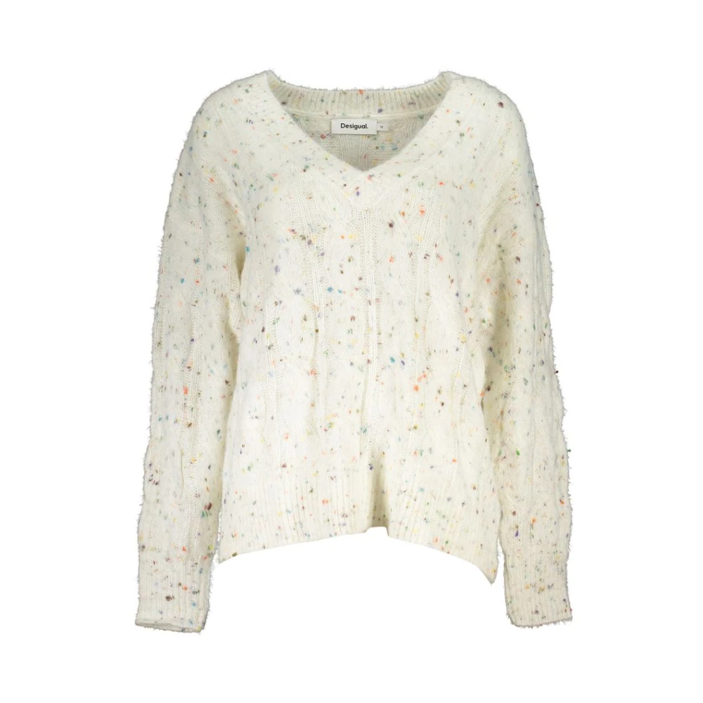 Desigual Contrast Detail V-Neck Jumper - Female - V-Neck Knitwear - Multicolor - L - Knitwear - Image 3