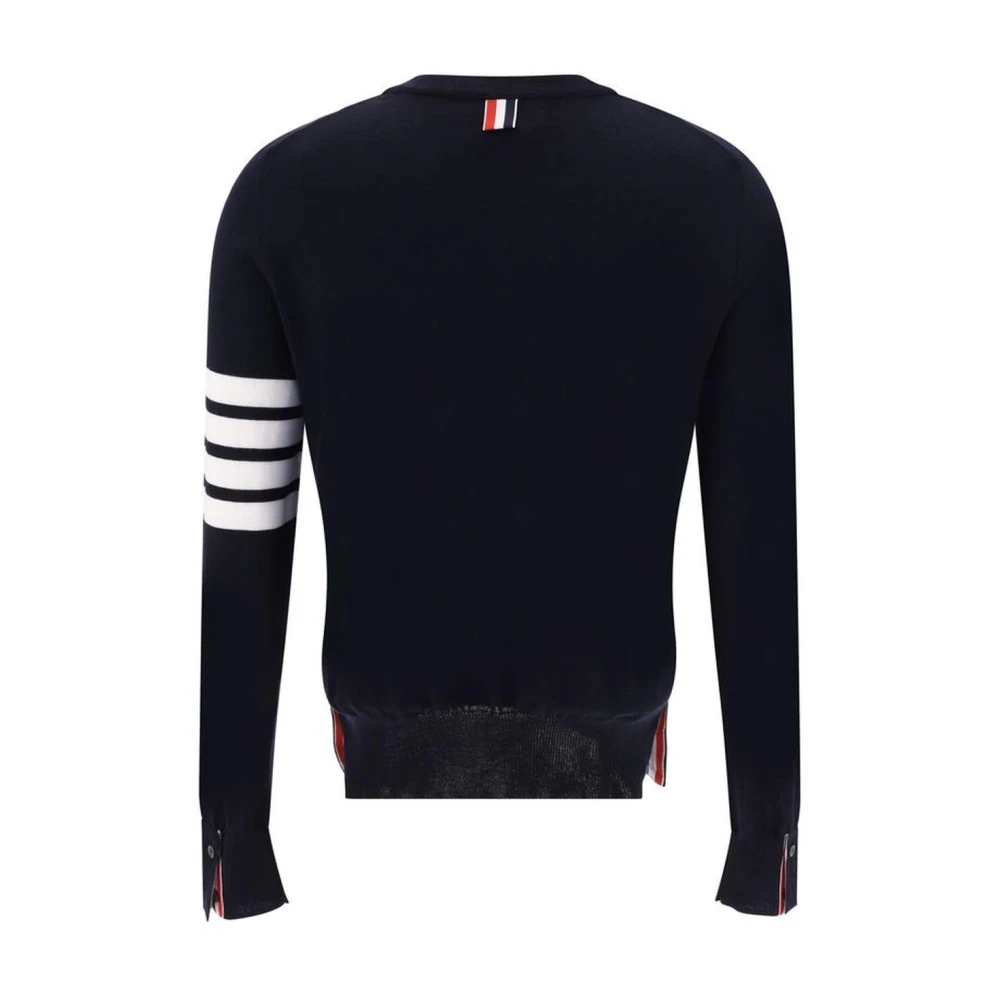 Thom Browne Gestreepte wollen trui met zijknopen Blue Dames