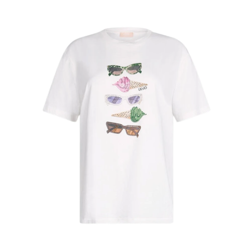 Liu Jo Grafische Print Katoenen T-Shirt White Dames
