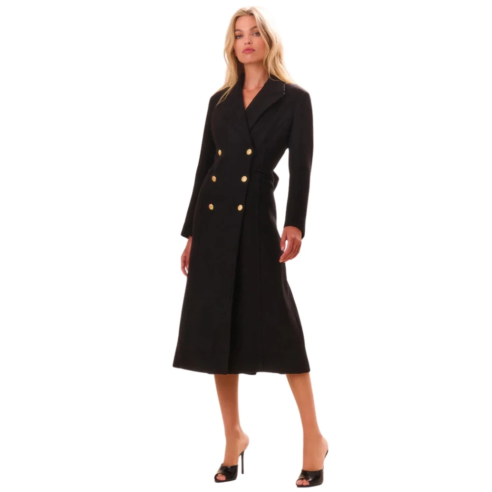 Loveshackfancy Militaire Wollen Jas Zwart Black Dames