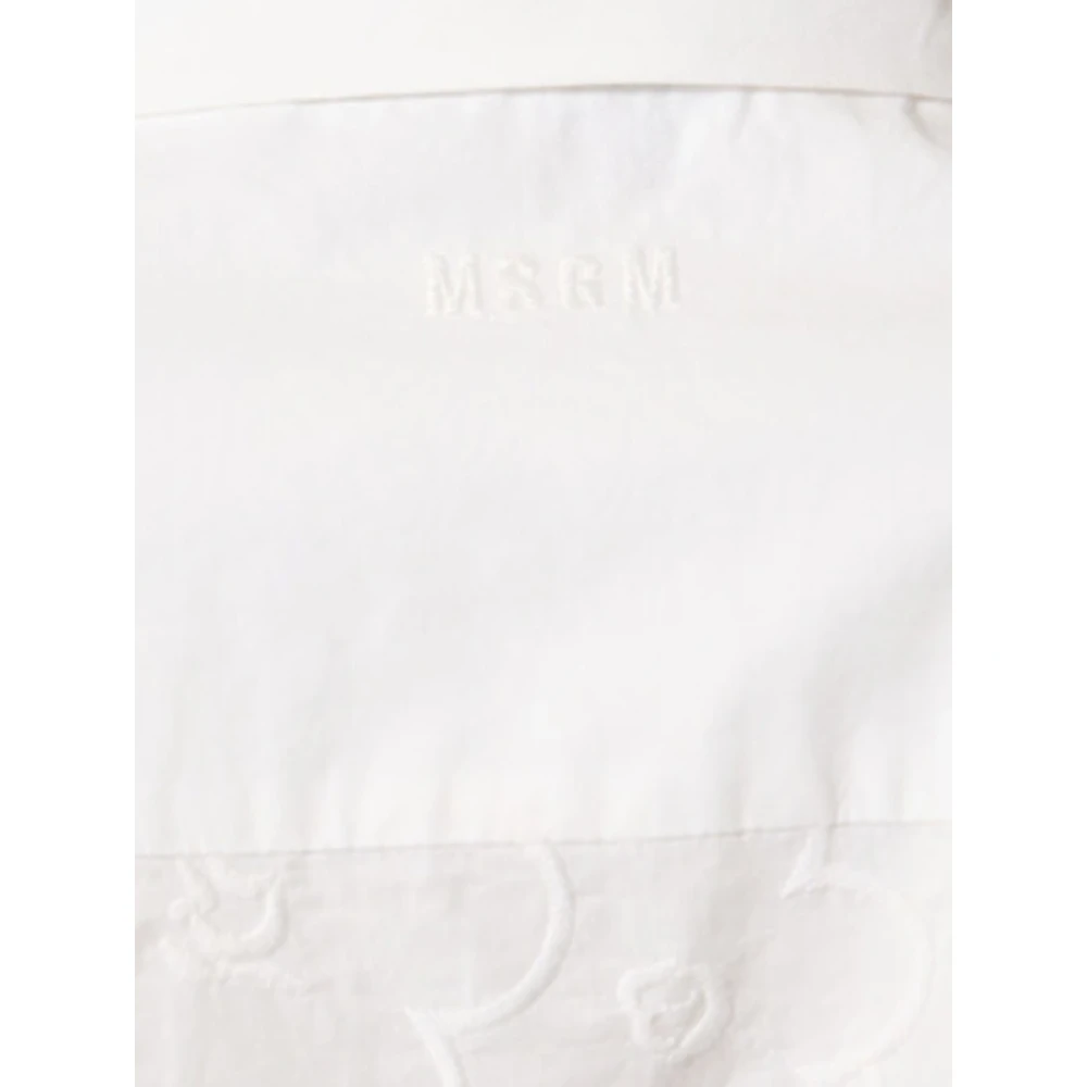 Msgm Witte Overhemd met Lange Mouwen en Italiaanse Kraag White Dames