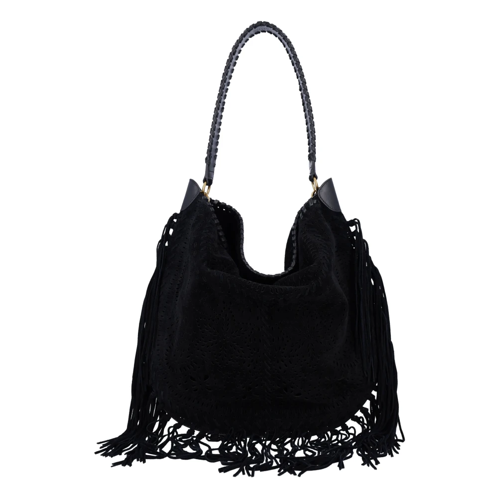 Isabel Marant Svart Fransig Hobo Handväska Black, Dam