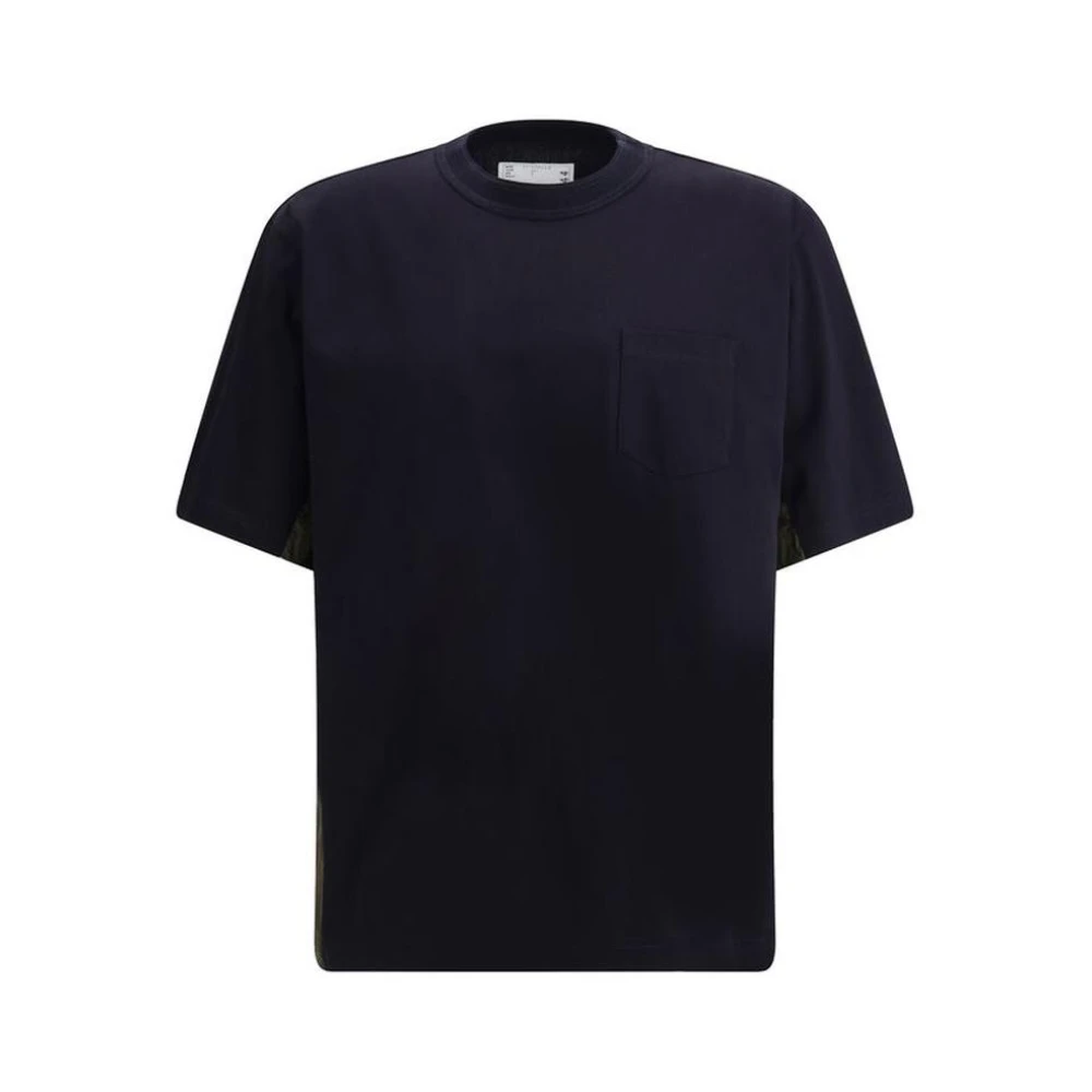 Sacai Moderne Katoenen T-shirt met Zakken Blue Heren