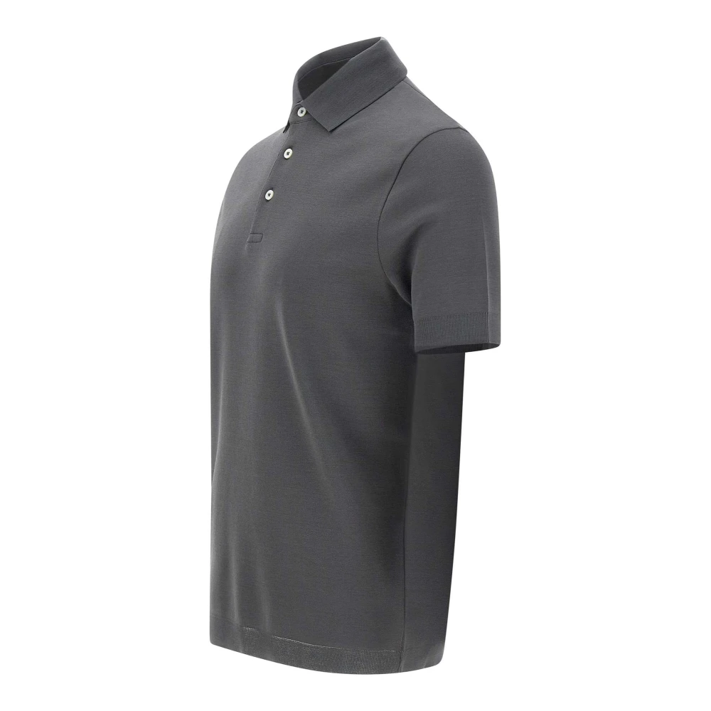 Herno Rookgrijze Polo Shirt Klassieke Kraag Gray Heren