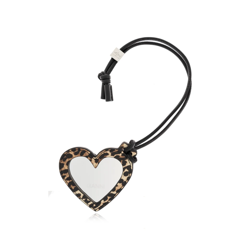 Ganni Women's Brown Bou Heart Mirror - Bag Accessories - One Size - Bags