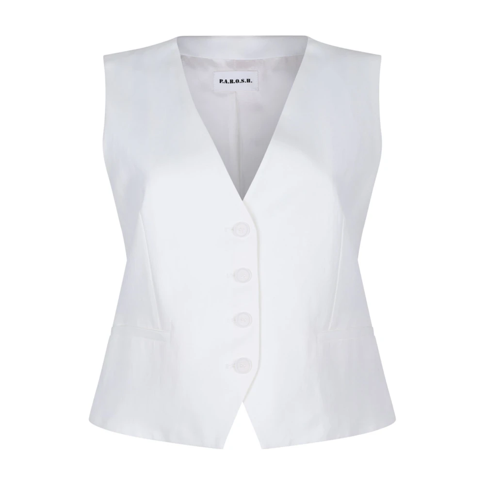 P.a.r.o.s.h. Crème V-hals mouwloos gilet Beige Dames
