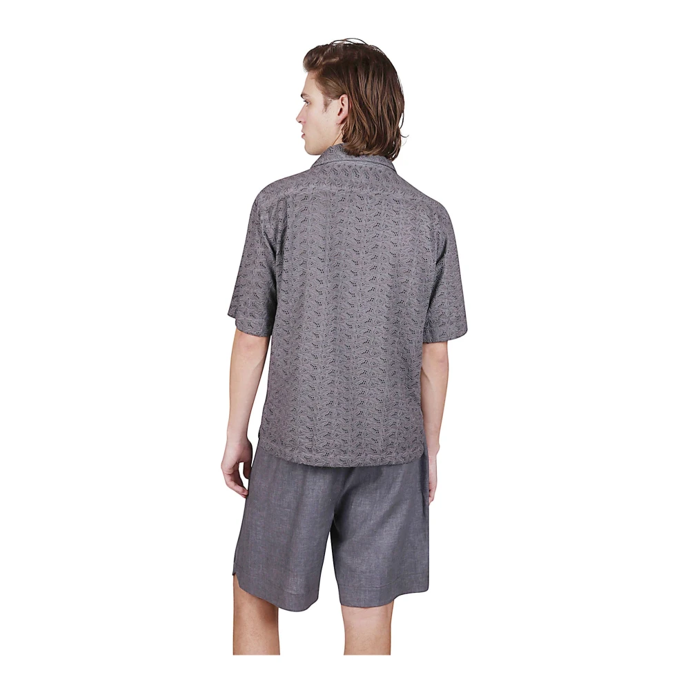 Eleventy Bowling Kraag Katoenen Shirt met Zak Black Heren