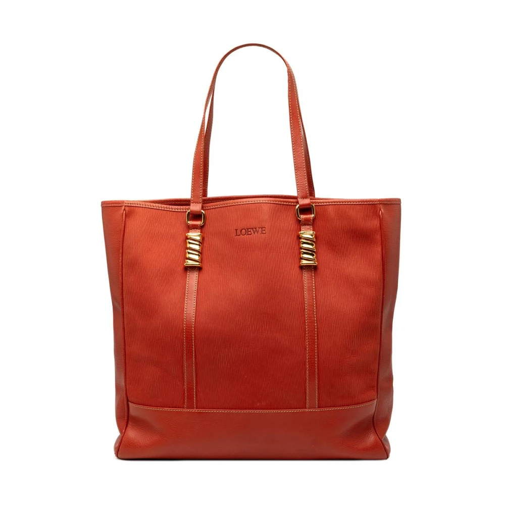 Loewe Pre-Owned Women's Orange Pre-Owned Leather Tote Bag