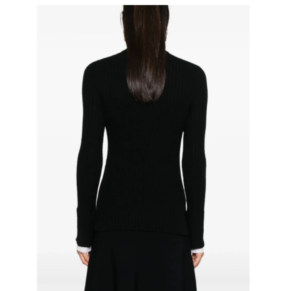 pinko Zwarte Wol-Kasjmier Trui Geribbelde Brei Black Dames