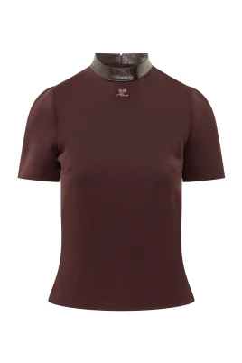 Heritage Vinyl-Collar Logo-Patch Blouse
