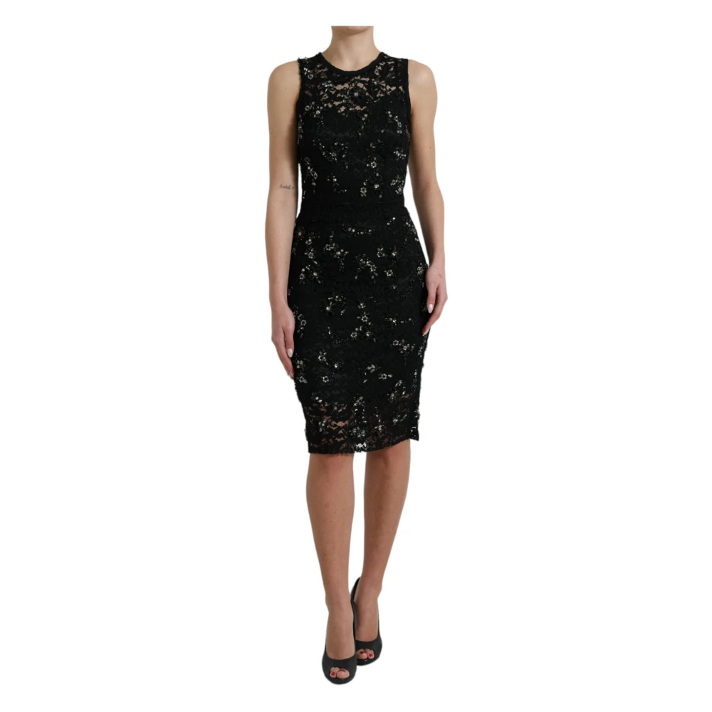 Dolce & Gabbana Women's Black Elegant Floral Lace Sheath Dress