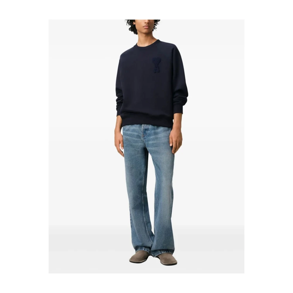 Ami Paris Casual Crewneck Sweatshirt Blue Heren