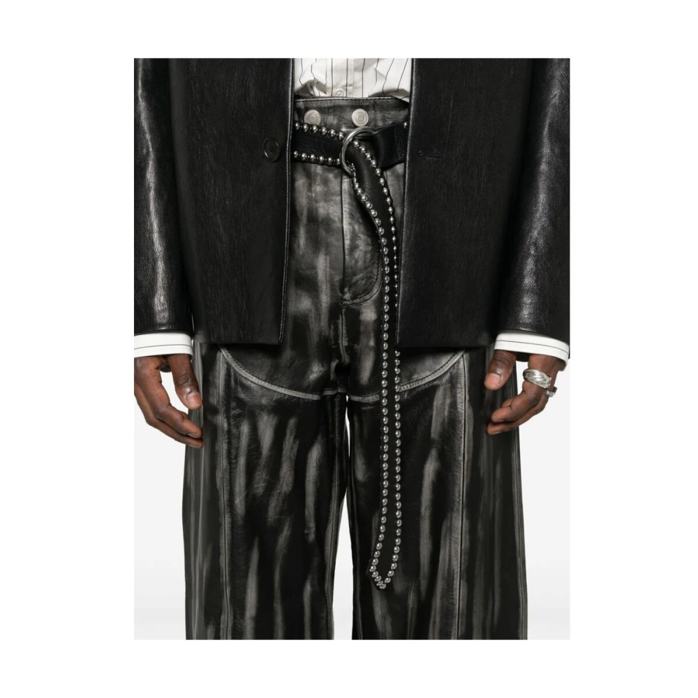 Achilles Ion Gabriel Handbeschilderde leren panel jeans Black Heren