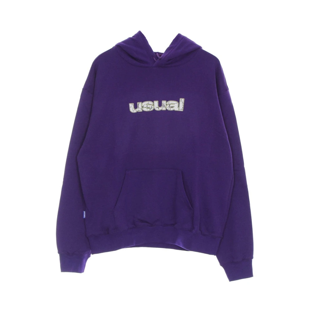 Usual Paarse Cracked Hoodie Lichtgewicht Sweatshirt Purple Heren