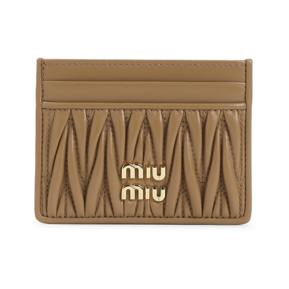 Miu Miu Women's Brown Wallets & Cardholders, One Size, Matelassé Nappa Leather Card Holder