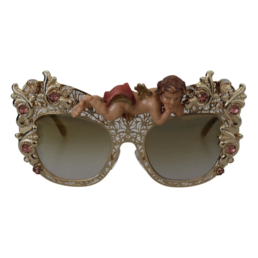 Dolce & Gabbana Gold Metal Crystals Angel Appliques Dg2219 Sunglasses Gul Dam