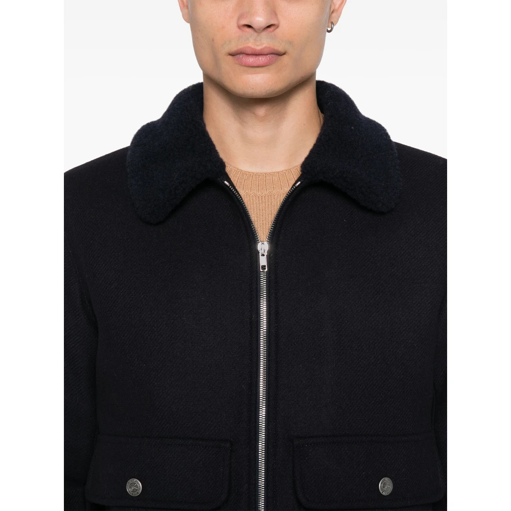 A.p.c. Wol Blend Cardigan Blue Heren