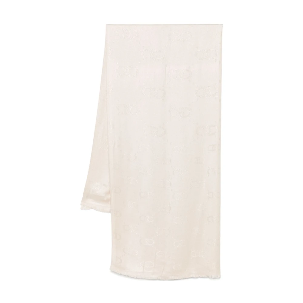 Liu Jo Kvinno Beige Accessoarer Dam, One Size, Metalltråd Fransad Kant Halsduk