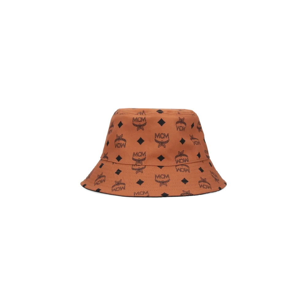 MCM Omkeerbare Bucket Hat Beige Katoen Logo Print Brown Heren