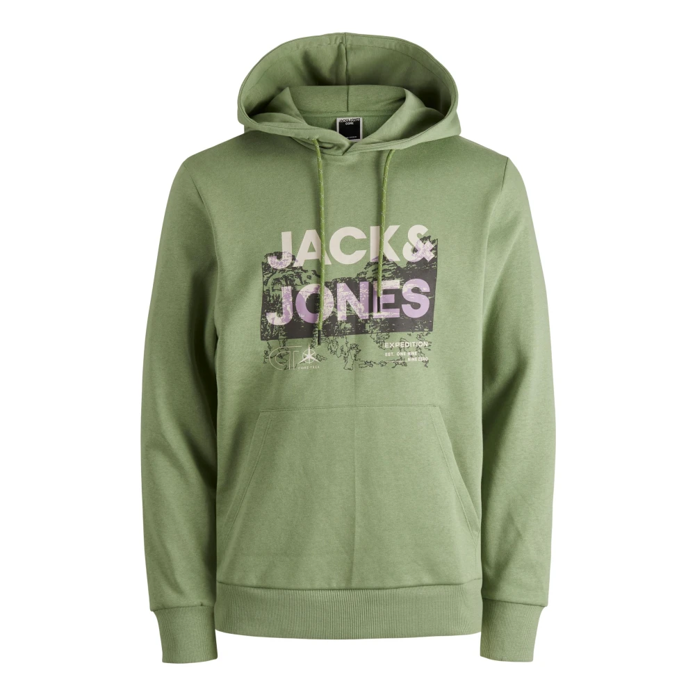 Jack & jones Trek Logo Hoodie Sweatshirt Green Heren