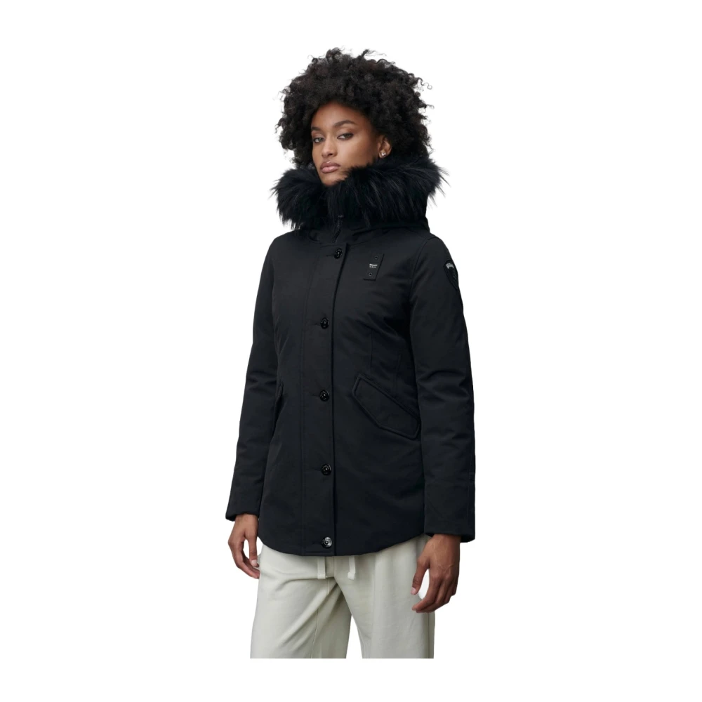 Blauer Vadderad Parka Irma med Päls Huva Black, Dam