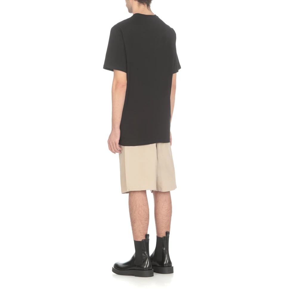 Msgm Zwart Katoenen T-shirt met Logo Black Heren