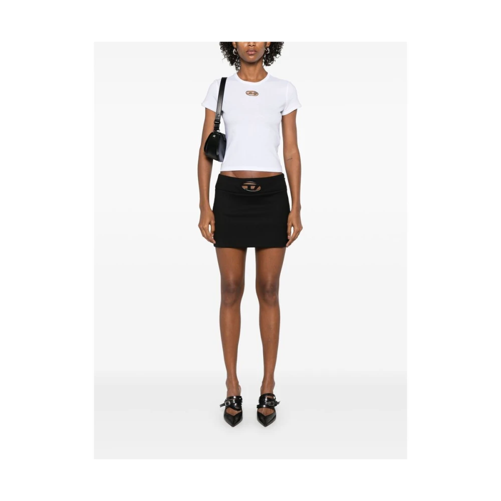 Diesel Witte Ovale D Logo Crew Neck T-shirt White Dames