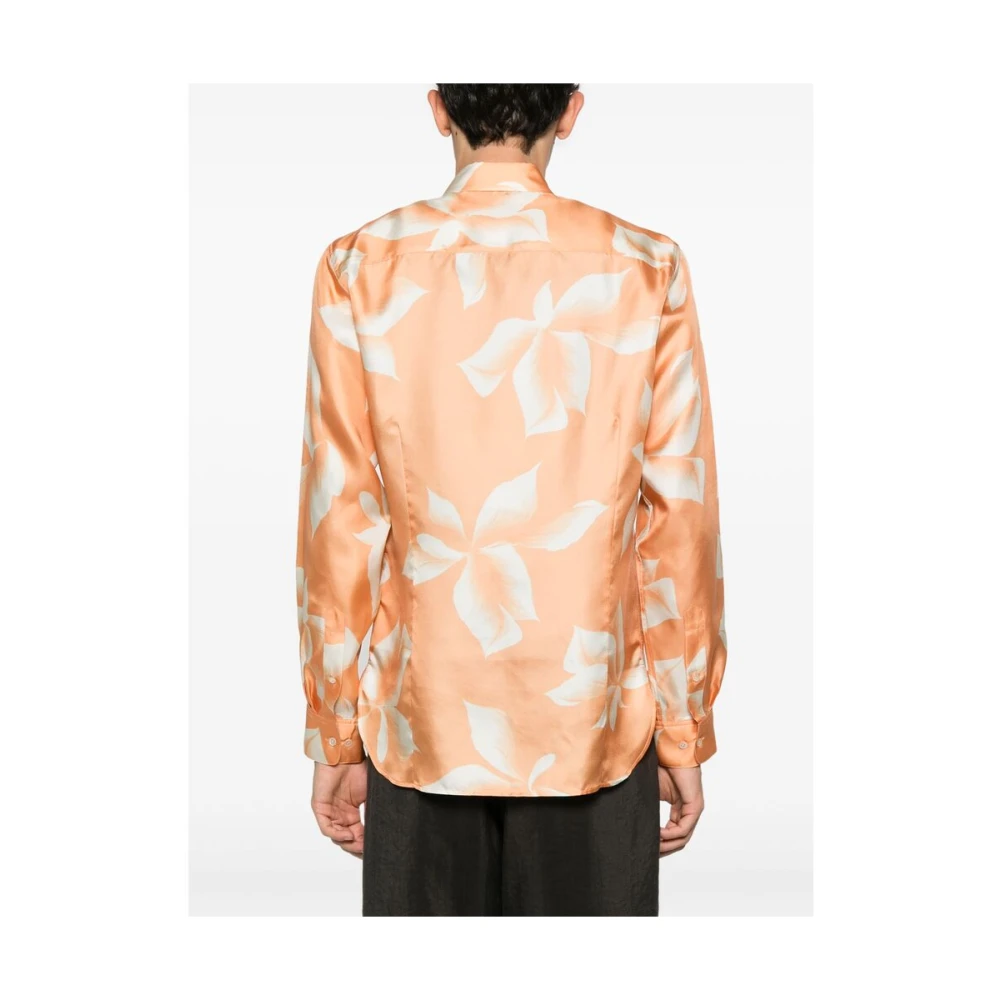 Dries Van Noten Bloemenprint Knoopshirt Orange Heren