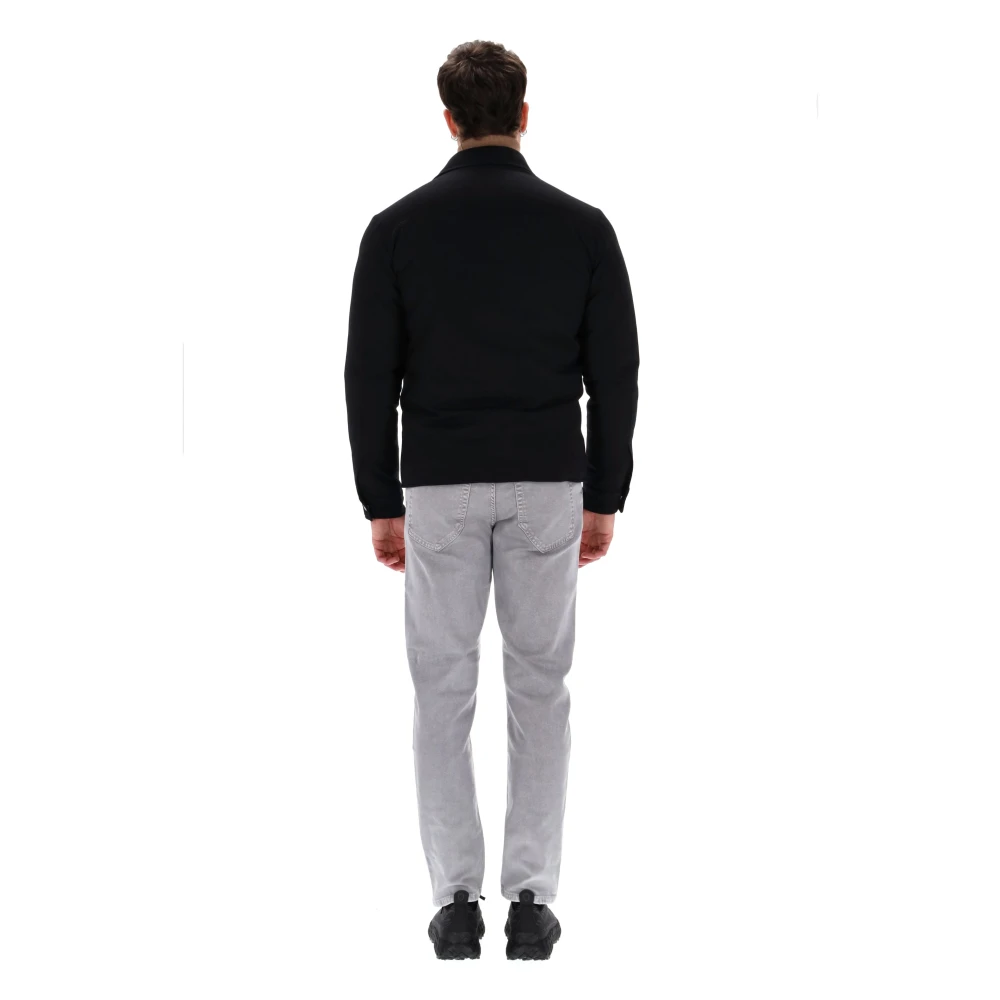 Eleventy Zwarte wollen jas met drukknopen Black Heren
