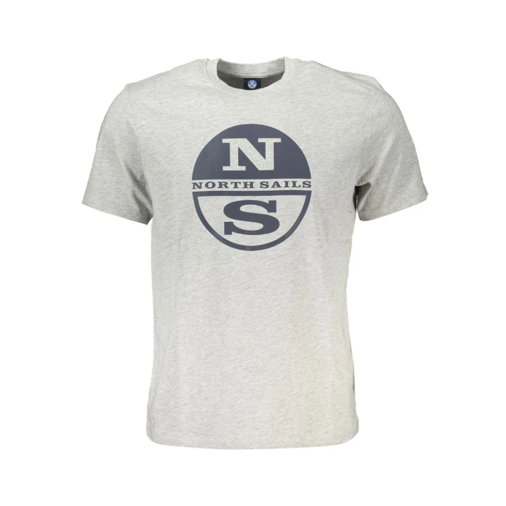 North Sails Men's Gray T-Shirts, M, Print Logo Cotton T-Shirt