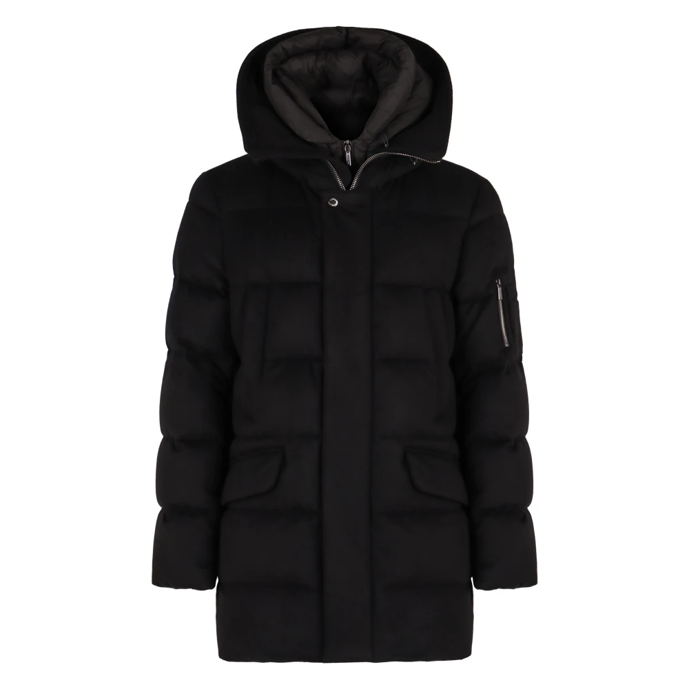 Moorer Hooded parka met ritssluiting Black Heren