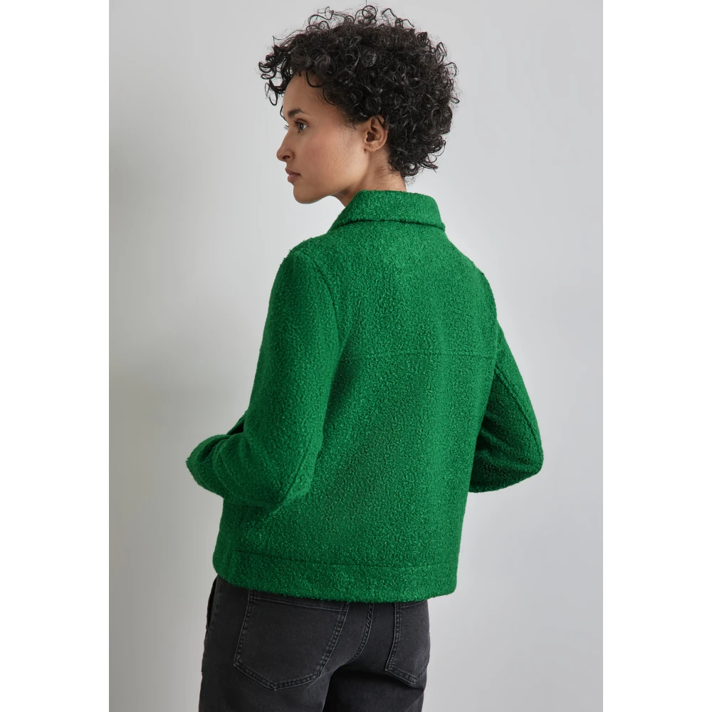 Street One Moderne wollen jas met overhemdkraag Green Dames