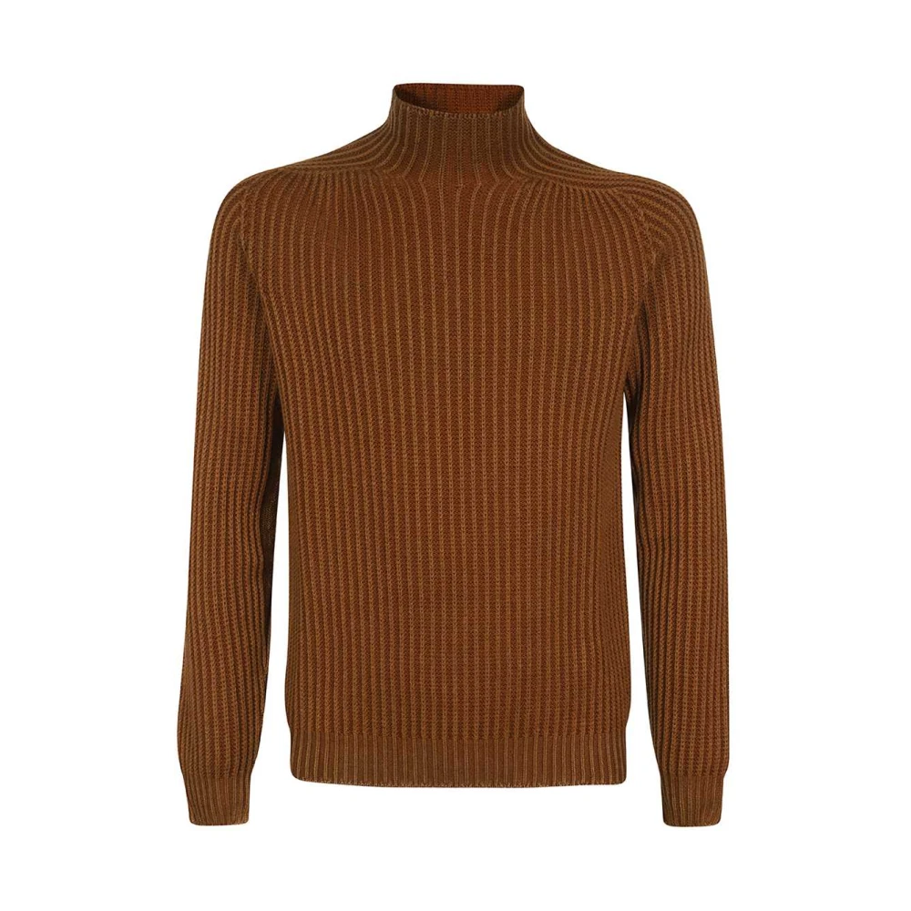 Dondup Geribbelde Wol Turtleneck Sweater Brown Heren