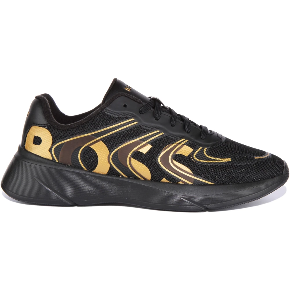Hugo Men's Black Sneakers, 10 Uk, Gold Running Style Trainers