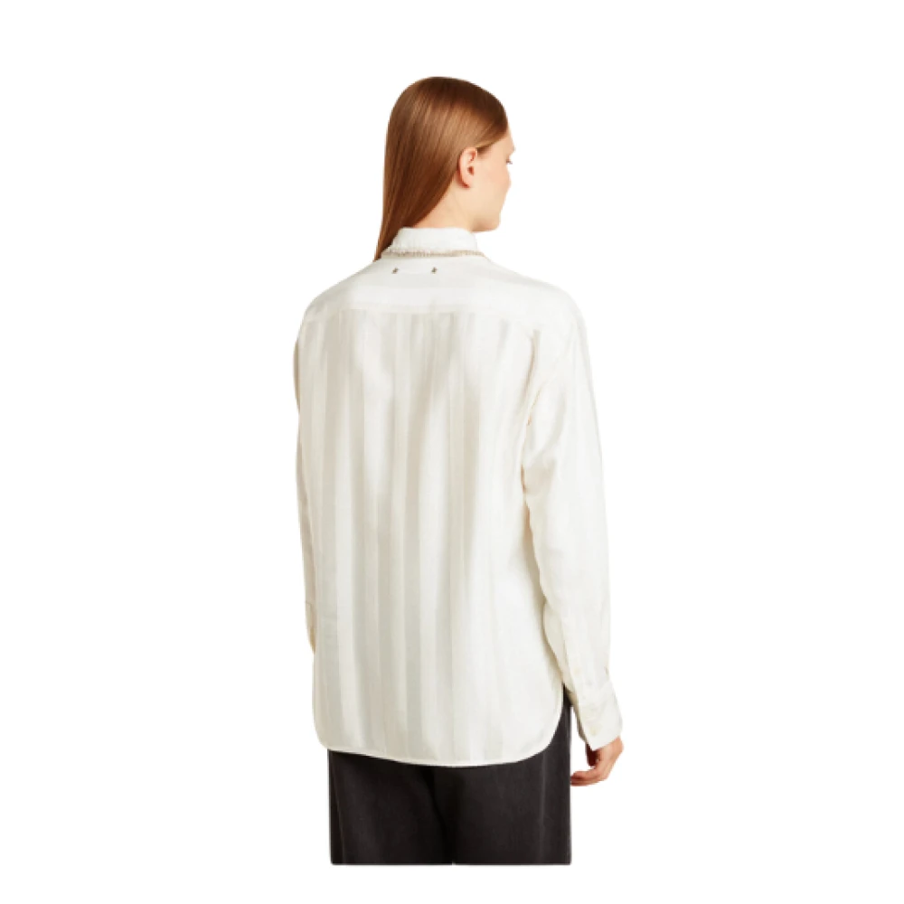 Golden Goose Witte Viscose Blouse met Kristallen Detail White Dames