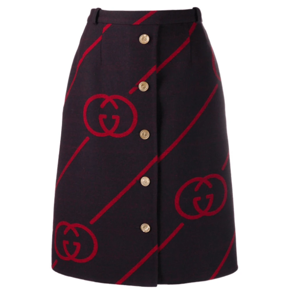 Gucci Interlocking G Reversible Wollen Rok Red Dames