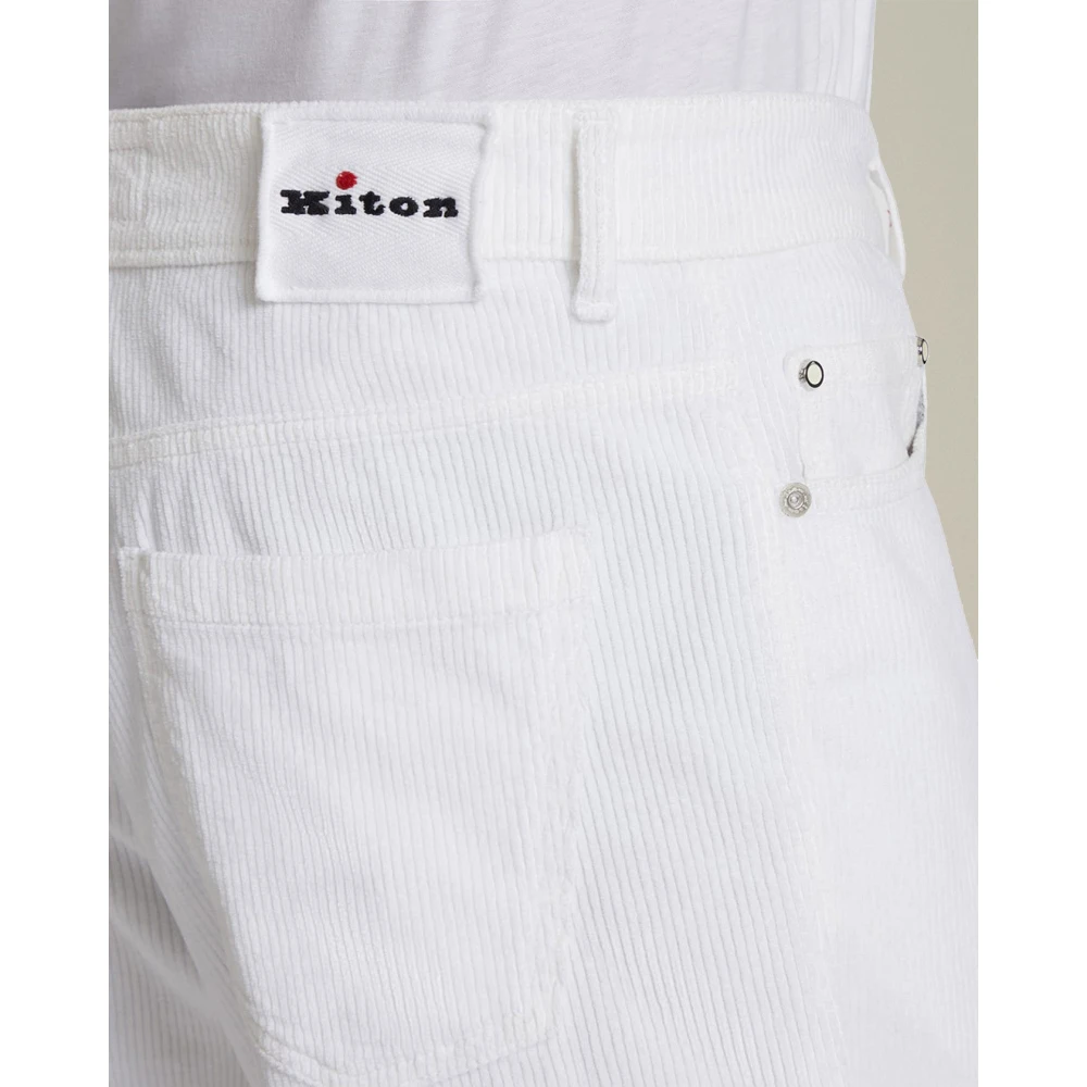 Kiton Witte Corduroy Wortelbeen Broek White Heren