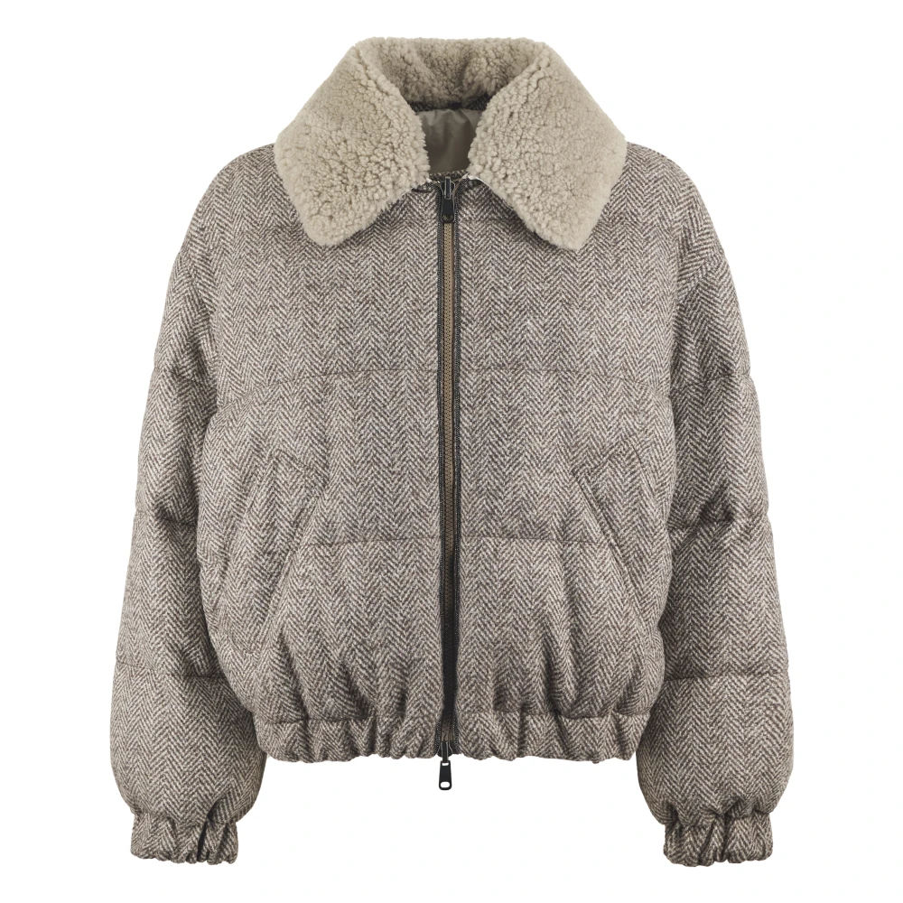 Brunello Cucinelli Women's Beige Padded Jacket - Winter Jackets - M - Jackets
